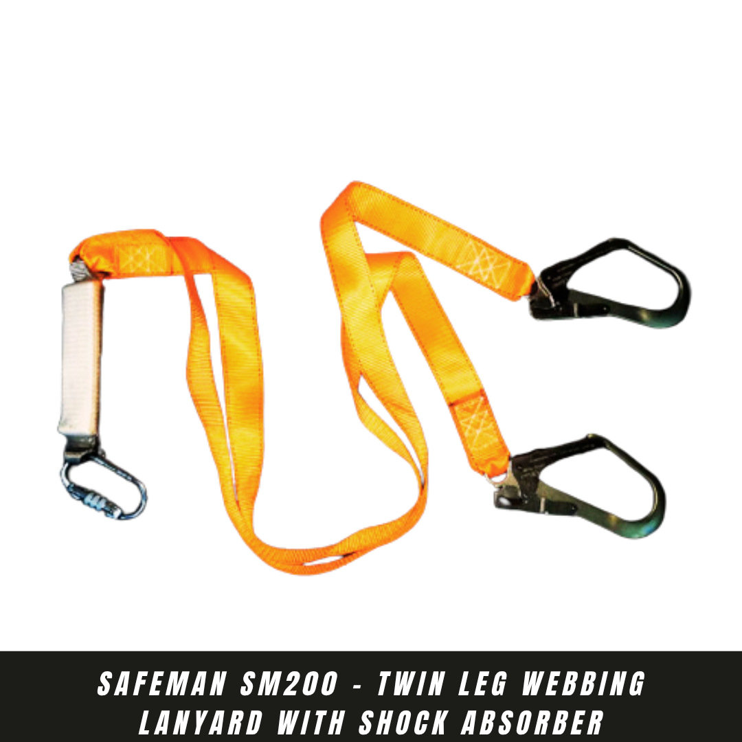 SAFEMAN SM200 - TWIN LEG WEBBING LANYARD WITH SHOCK ABSORBER